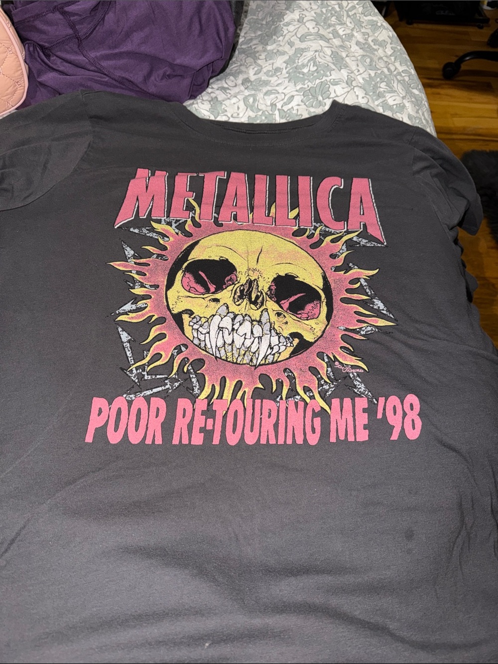 torrid Black Metallica Graphic Tee with Pink & Yellow Skull